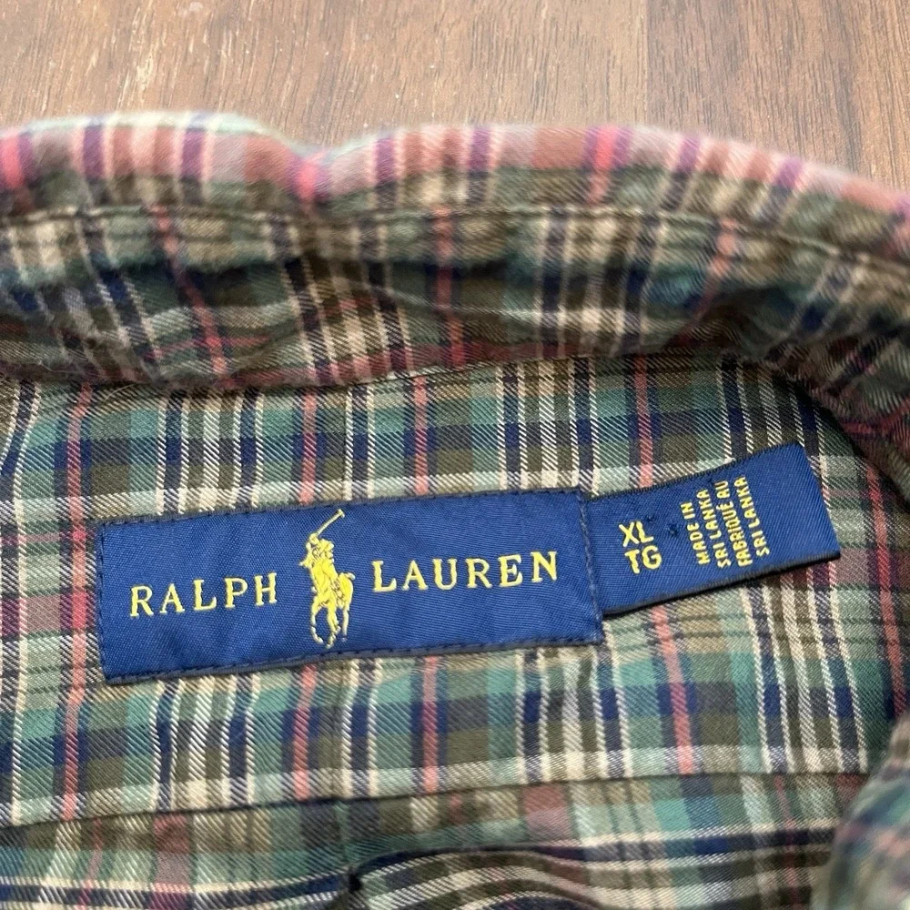 Polo Ralph Lauren Mens XL Classic Fit Green Plaid Flannel Button Down Shirt